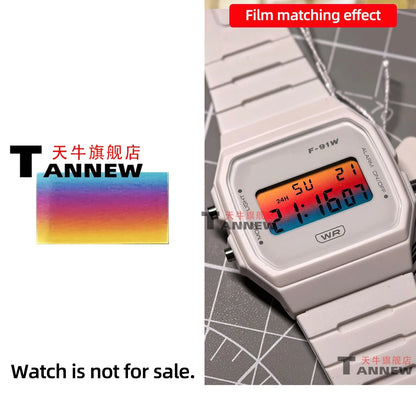 Casio F-91W A158W A168 Mod Kit - STN HD Display, Rainbow Gradient Display Sticker & Complete Watch Makeover Set