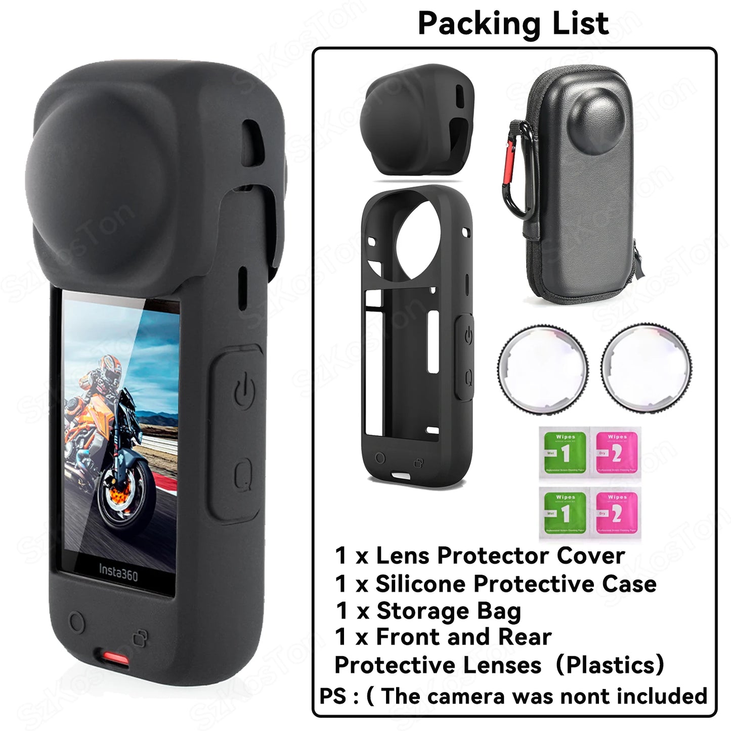Insta360 X4 Lens Guards, Storage Bag & Screen Protector Film – Anti-Scratch Camera Accessories for Insta360 X4