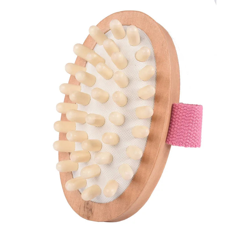 2-in-1 Natural Bristle Body Brush – Dry Skin Exfoliator & Anti-Cellulite Massager for Blood Circulation