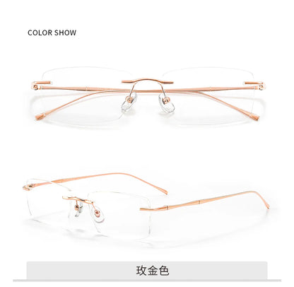 Ultra-Light Pure Titanium Rimless Glasses Frame – Anti-Blue Light Optical Frames for Men, Custom Prescription Eyeglasses