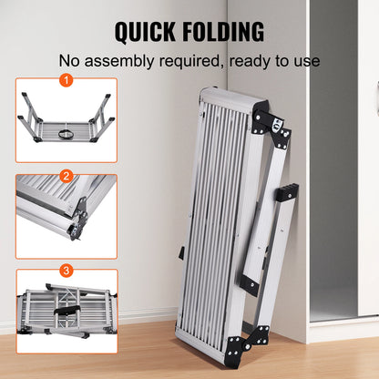 SucceBuy Folding Work Platform & Aluminum Drywall Stool – Heavy Duty Ladder with 330lb Load Capacity & Non-Slip Feet