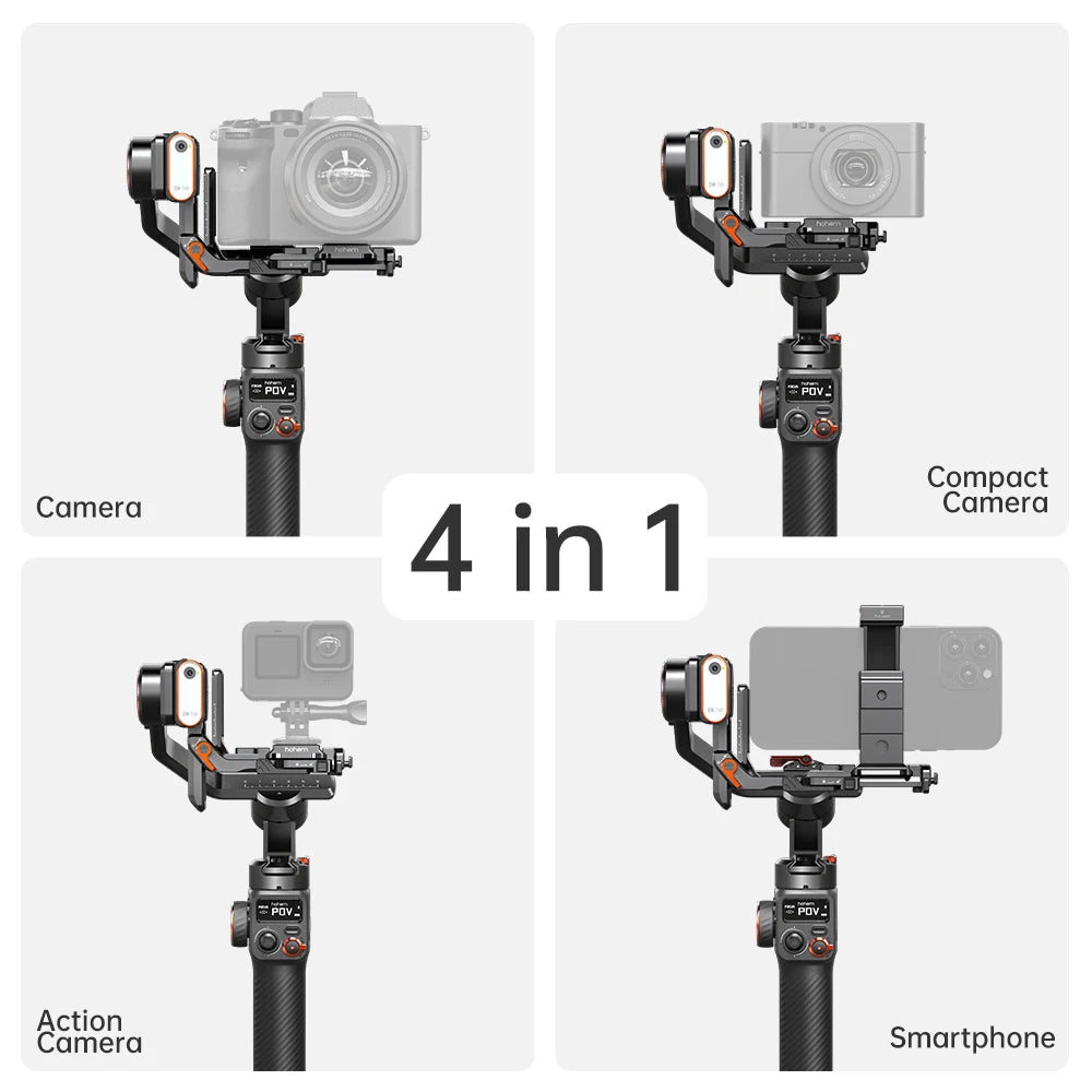 Hohem MT2 Kit 3-Axis Gimbal Stabilizer – Mirrorless Camera Gimbal for Sony/Canon/Nikon/Fujifilm/Panasonic with AI Tracker