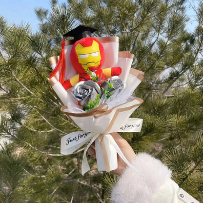 Superhero Plush Dolls — Handmade Spider-Man, Hulk, Superman & Captain America Bouquet Toys, Gift for Boys, Graduation, Christmas & Birthday