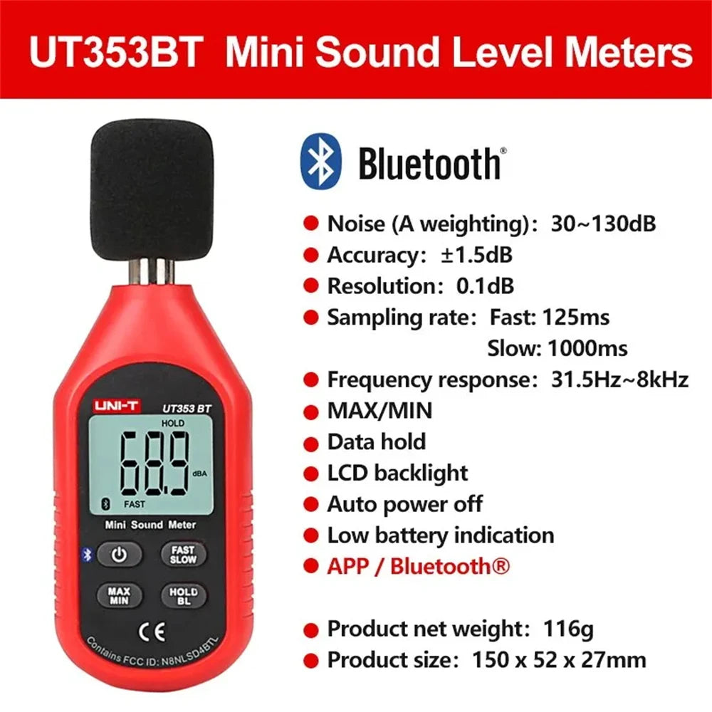 UNI-T Digital Meter Series - UT383/BT Light Meter, UT363/BT Anemometer, UT353/BT Sound Meter & UT333/BT Temperature Humidity Meter