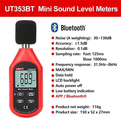 UNI-T Digital Meter Series - UT383/BT Light Meter, UT363/BT Anemometer, UT353/BT Sound Meter & UT333/BT Temperature Humidity Meter