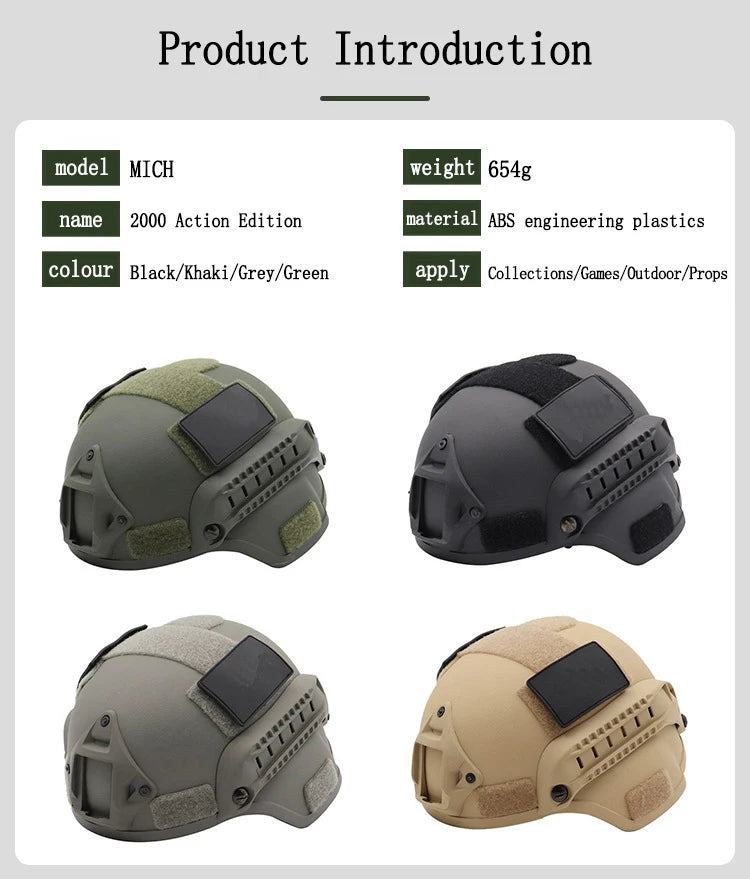 FAST MICH2000 Tactical Helmet – Airsoft MH Outdoor SWAT Paintball CS Protective Gear