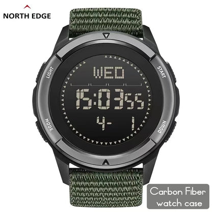 NORTH EDGE ALPS 45MM Men's Outdoor Sports Watch Waterproof Compass Metronome Carbon Fiber Case Nylon Strap