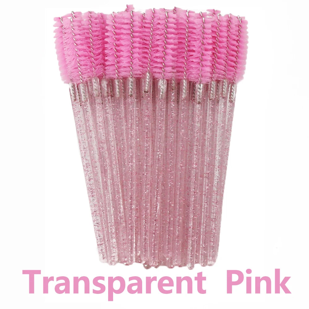 ANNAFRIS 50PCS Disposable Eyelash Brushes - Soft Crystal Lash Extension & Eyebrow Makeup Mascara Wands