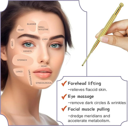 Facial Reflexology Massage Tool – Retractable Acupuncture Pen with Double-Headed Spring for Ear & Face Care