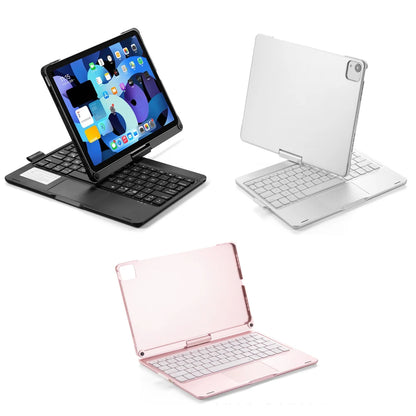 iPad Case with Bluetooth Keyboard — 360° Rotatable Foldable Stand, Pen Slot & RGB Backlight for iPad Air 11/10.9-inch Models