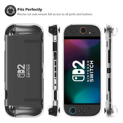 Protective Case Kit for Nintendo Switch 2 (2025) — Clear TPU Cover, Anti-Scratch, Shock-Absorption, Ergonomic Grip Design