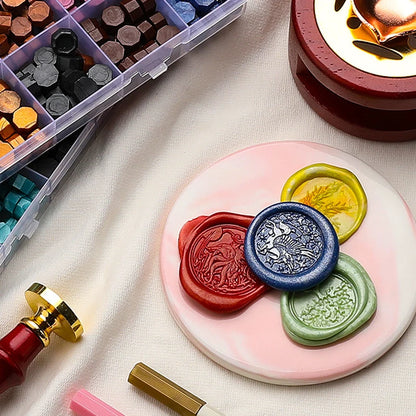 Wax Seal Stamp Kit with Storage Box & Furnace - Craft Supplies for Christmas & Wedding Invitation Decoration