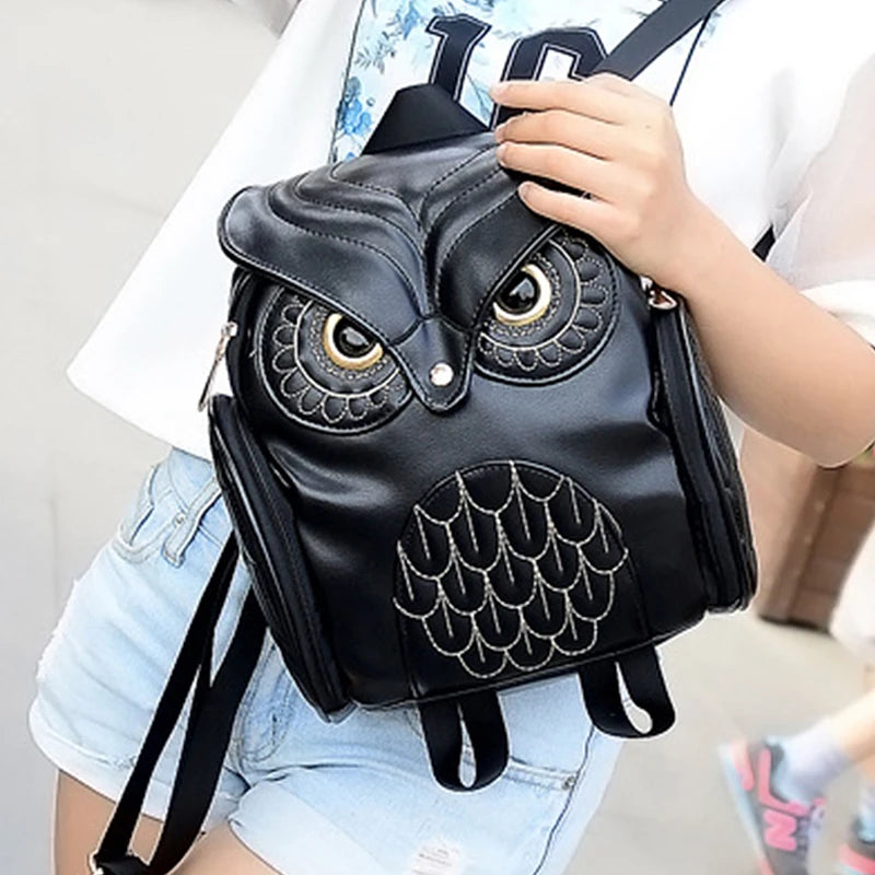 Embossed Owl Backpack: Cute Cartoon Animal PU Bag for Trendy Women - Fashionable Travel Companion