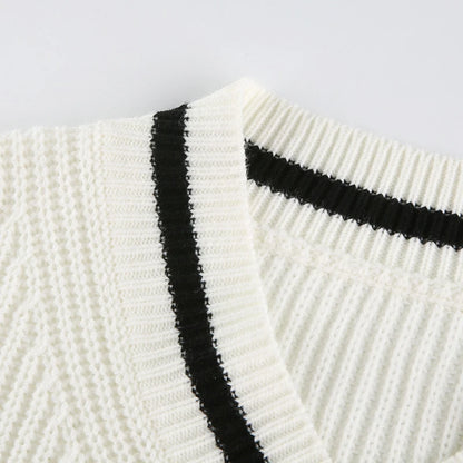 Women's Spliced Knit Sweater - Elegant Long Sleeve Casual Commuter Top