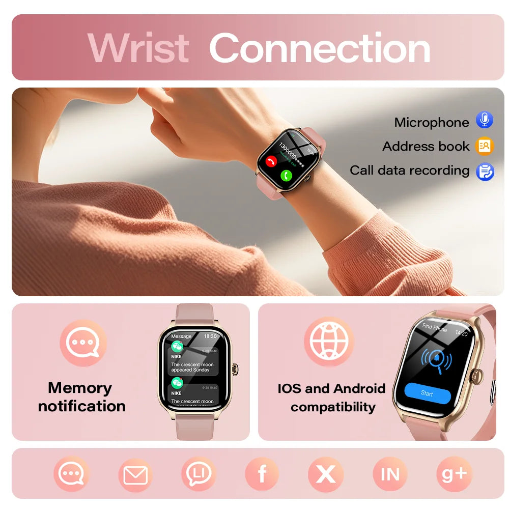 LAXASFIT 2025 Smartwatch – Bluetooth Call, Message Reminder, 24-Hour Health Monitoring, Fitness Smart Watch Gift for Men & Women
