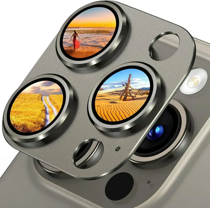 Titanium Black Camera Lens Protector - Metal Glass Cover for iPhone 13 to 15 Pro Max