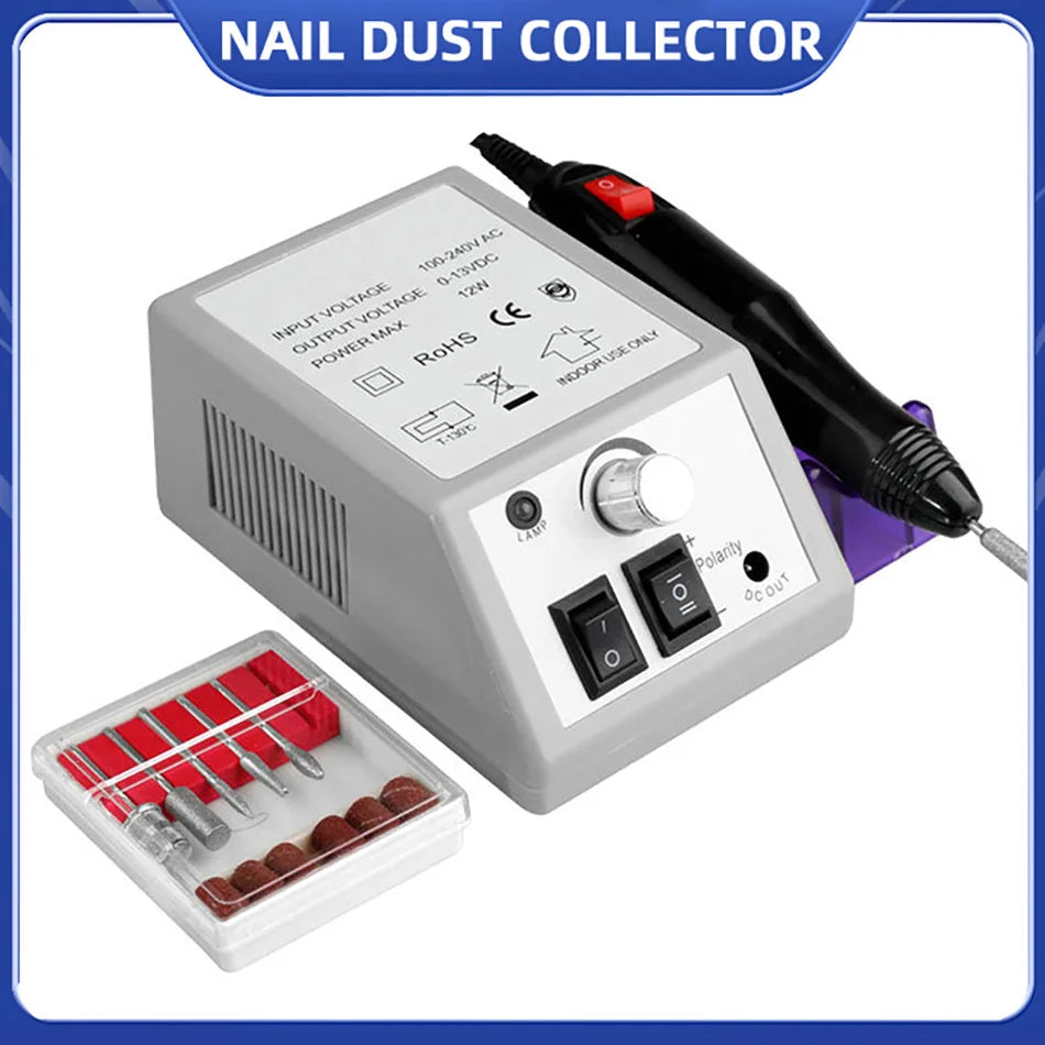 20000RPM Professional Nail Drill Machine Set - Low Noise Nail File Kit with Drill Bits & Gel Polish Remover Tools