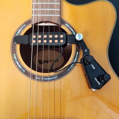 12-Hole Acoustic Guitar Sound Hole Magnetic Pickup – Transducer with Tone & Volume Control and Audio Cable for Amplified Sound System