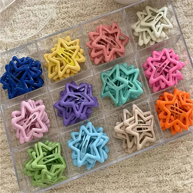 Star-Shaped Alloy Hair Clips - 20/50Pcs Retro Hollow-Out Hair Accessories for Elegant Daily Styling