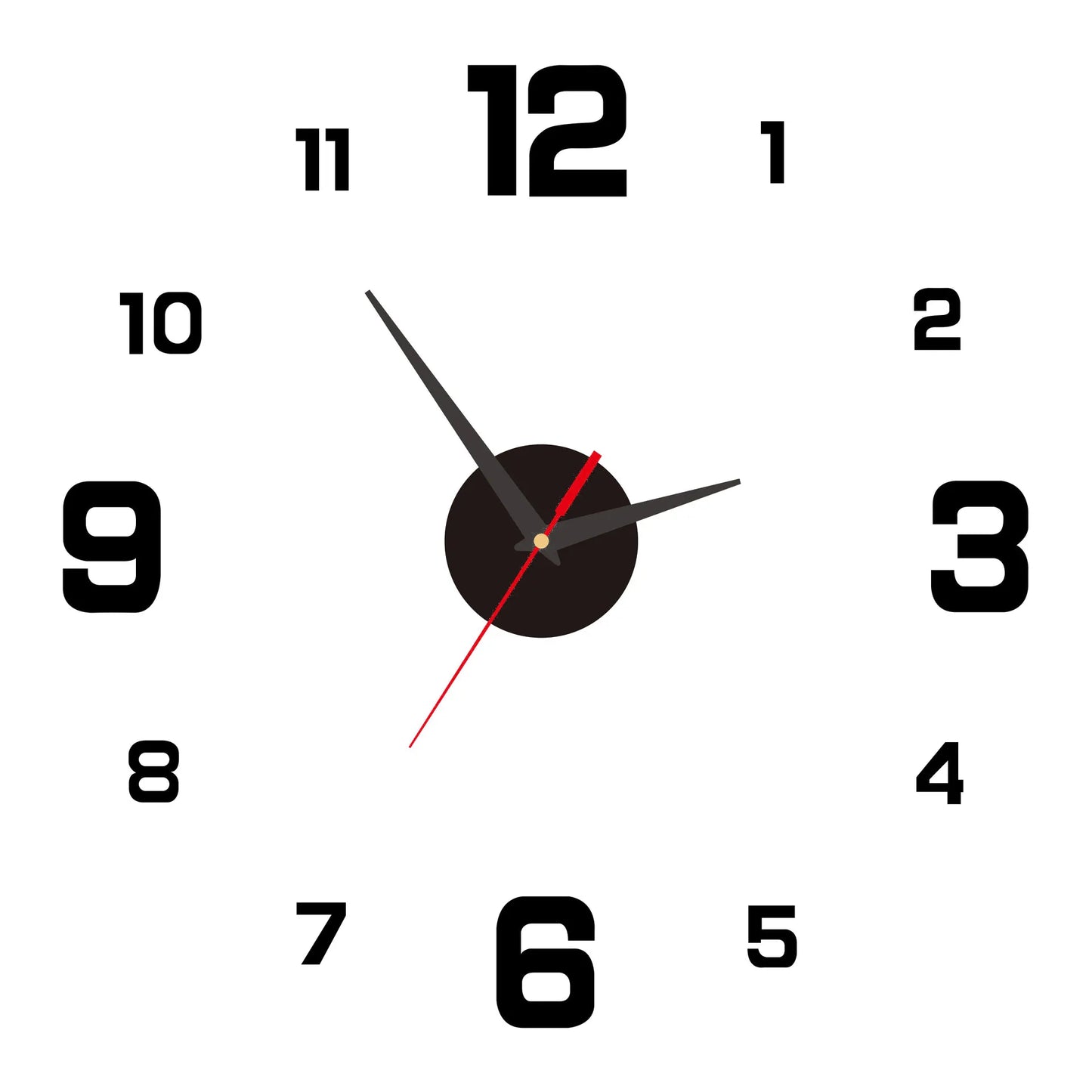 3D Frameless DIY Wall Clock — Creative Mute Digital Wall Sticker for Home, Living Room, and Office Decoration