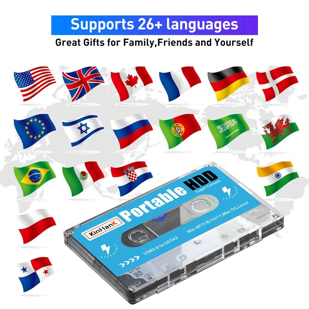 KINHANK Super Console 500GB Gaming HDD – 100,000 Games, 70 Emulators for DC/MAME/SS/NAOMI/PS2/PS1, Plug & Play with Batocera OS