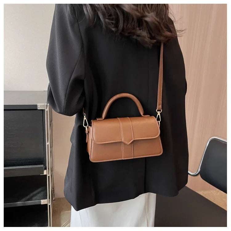 PU Leather Shoulder Bag for Women – Fashion Crossbody Vintage Underarm Square Satchel Handbag (Black)
