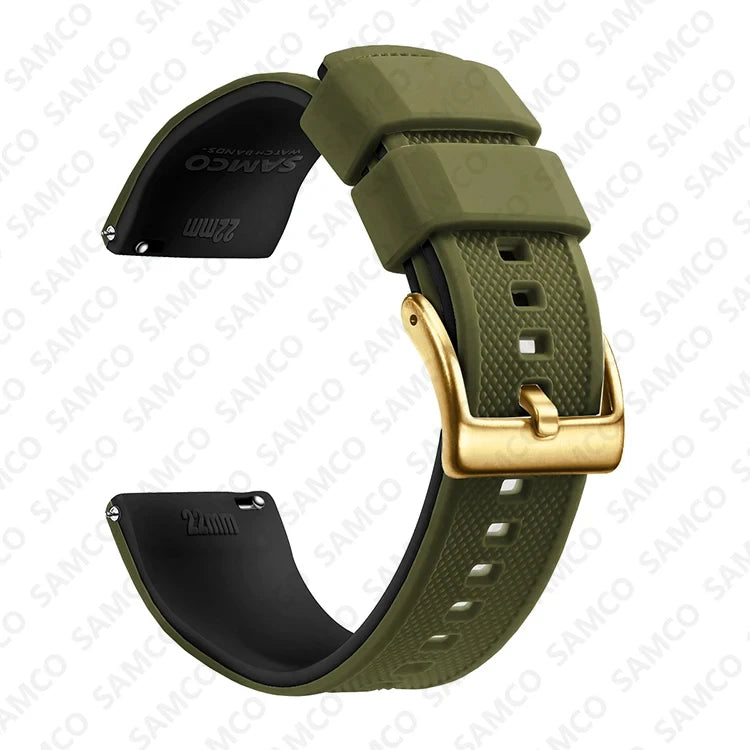 Quick-Release Silicone Watch Band - 18mm, 20mm and 22mm Rubber Replacement Strap for Huawei, Samsung Galaxy and Garmin Watches