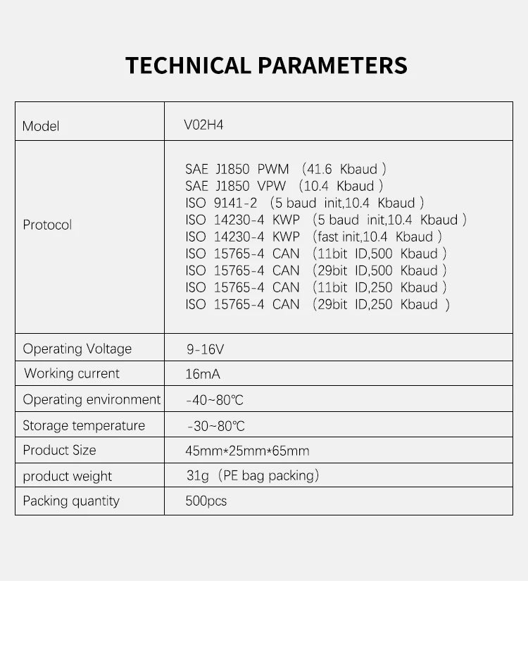 V02H4 ELM327 OBD2 Scanner – High-Quality Car Diagnostic Tool, Bluetooth Auto Code Reader for iOS & Android