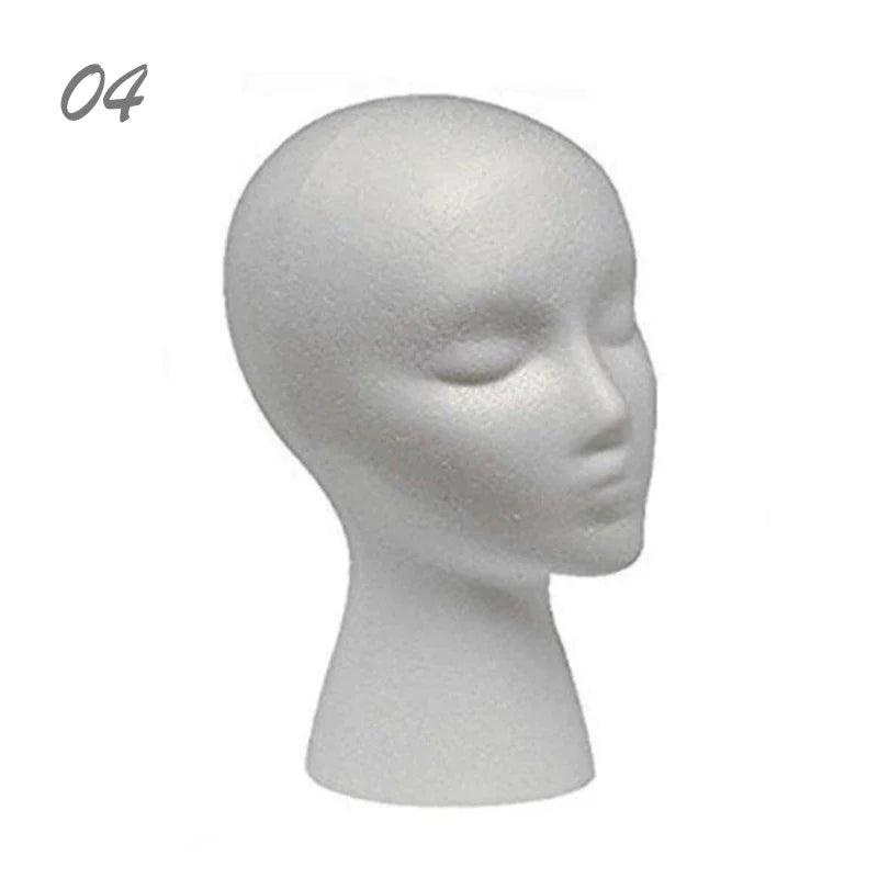 Female & Male Foam Mannequin Head — White Styrofoam Display Stand for Hats, Wigs, Glasses & Accessories