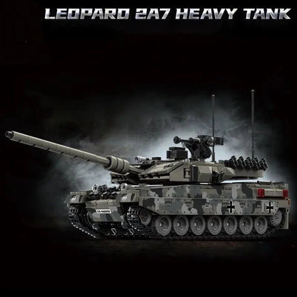 Military Tank Building Blocks Set - Leopard 2A7 Heavy Tank Model Bricks Toy for Boys, Adults & Christmas Gifts