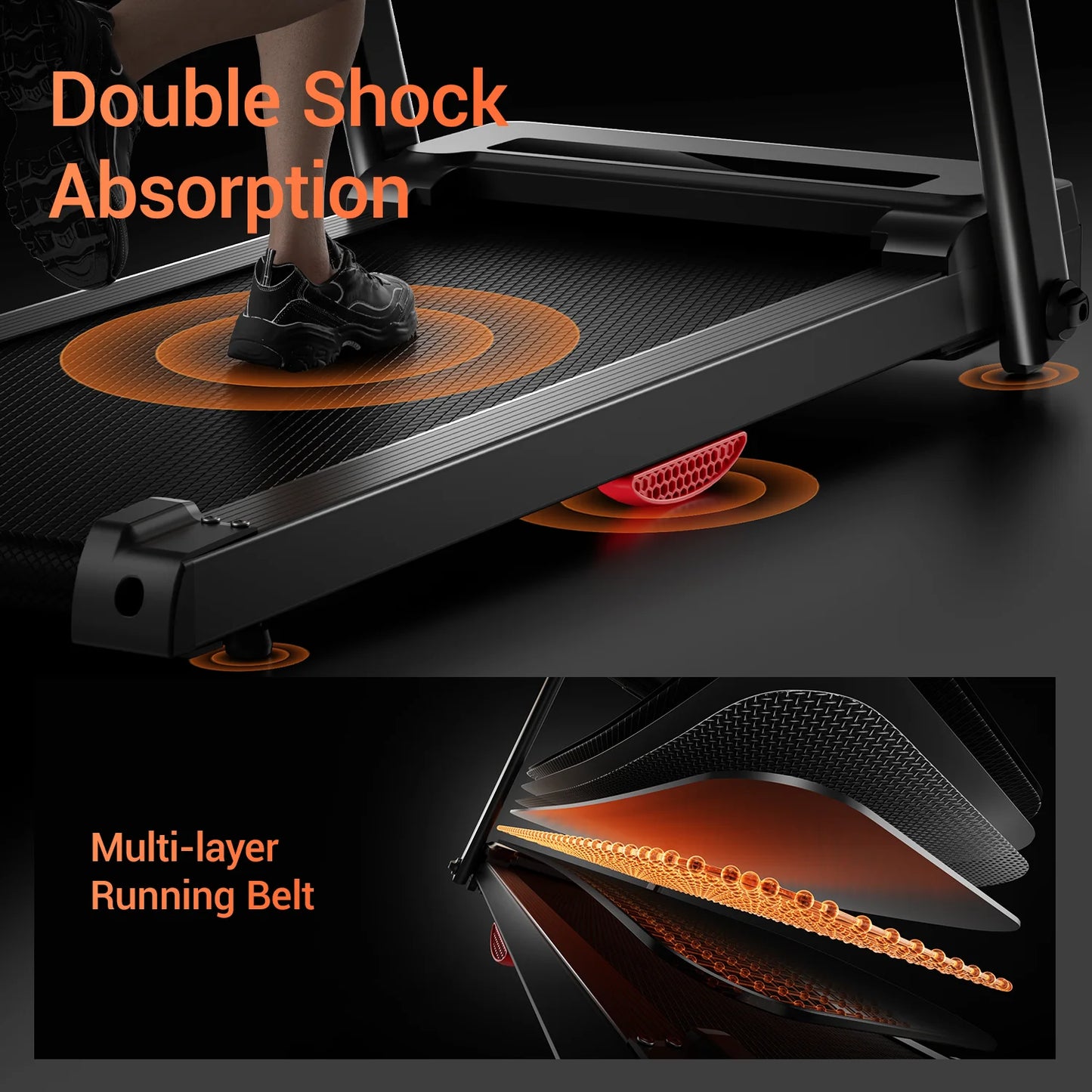 3.0HP Brushless Foldable Treadmill – 300LB Capacity, HR Monitor, Dual Shock Absorption, Quiet Design with Cup/Phone Holder