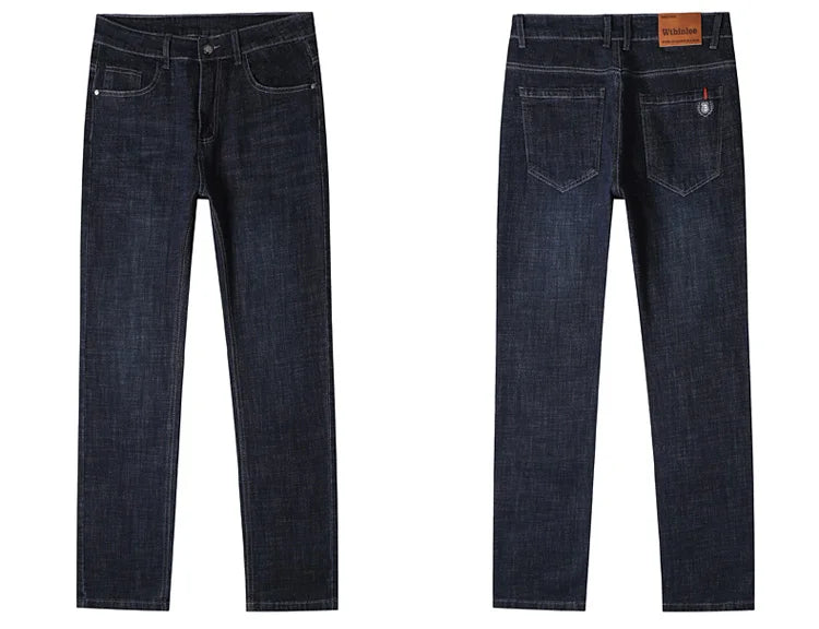 Men’s All-Match Brand Trousers – High-Quality Business Casual High Waist Denim Jeans for All Seasons