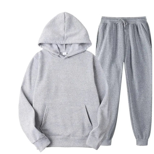 Men's Autumn/Winter Solid Hoodie & Pants Set — Casual Sports Two-Piece (S–4XL)