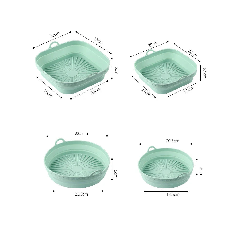 Silicone Baking Tray 20/23cm - Foldable Heat-Resistant Air Fryer Pan Food Grade Cake Mold for Baking & Cooking