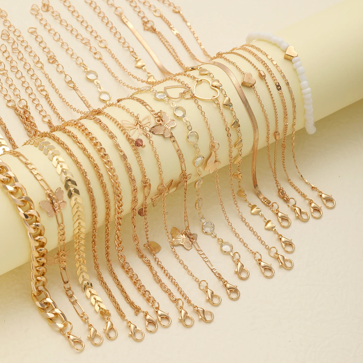 20PCS Bohemian Snake Chain Anklet Set – Vintage Twisted Foot Jewelry for Women, Summer Beach Ankle Bracelet Gift Set