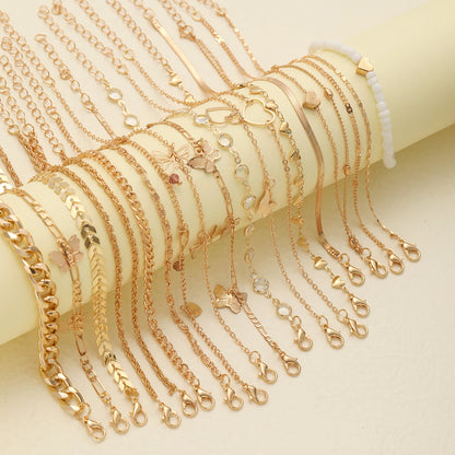20PCS Bohemian Snake Chain Anklet Set – Vintage Twisted Foot Jewelry for Women, Summer Beach Ankle Bracelet Gift Set
