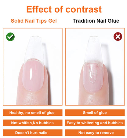 8g Multifunctional Solid Nail Tips Gel – Non-Stick Rhinestone Gel Glue for DIY Home Manicure