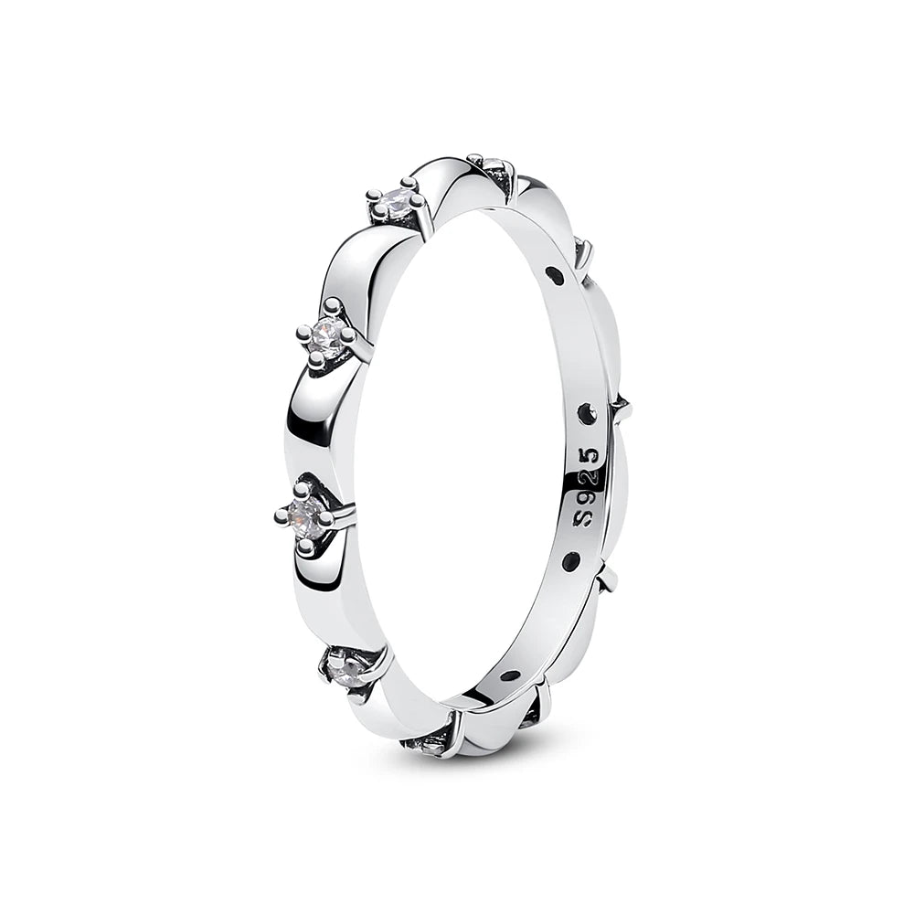 925 Sterling Silver Women’s Ring – Crown, Heart & Wishbone Design with Crystal, Rose Gold Engagement & Wedding Jewelry