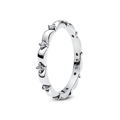 925 Sterling Silver Women’s Ring – Crown, Heart & Wishbone Design with Crystal, Rose Gold Engagement & Wedding Jewelry