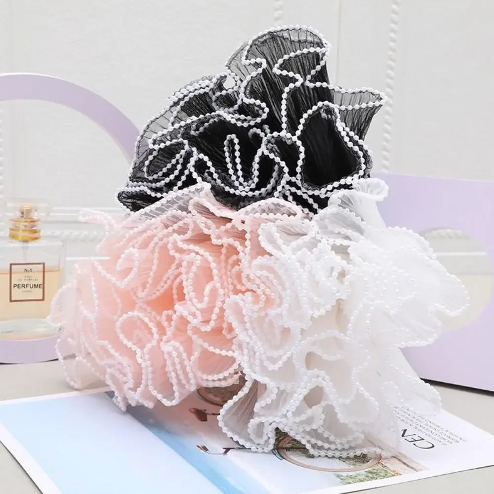 28cm x 4Yards Pearl Lace Flower Wrapping Mesh – Handmade Bouquet & Gift Wrapping Cloth