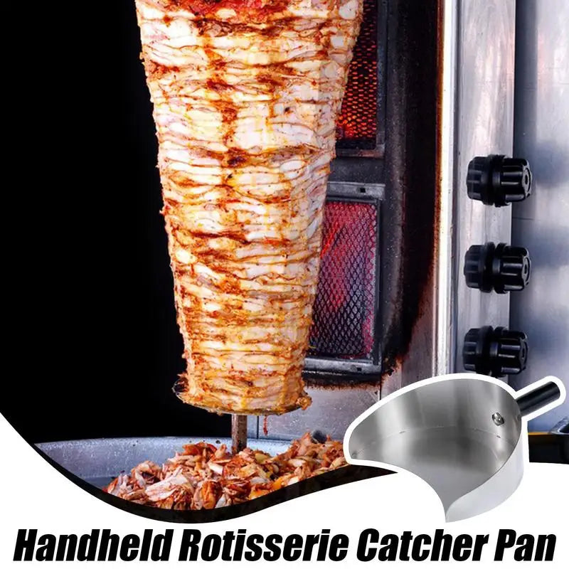 Large Capacity Meat Catcher Pan - Handheld Shawarma, Doner Kebab & Rotisserie Grill Shovel