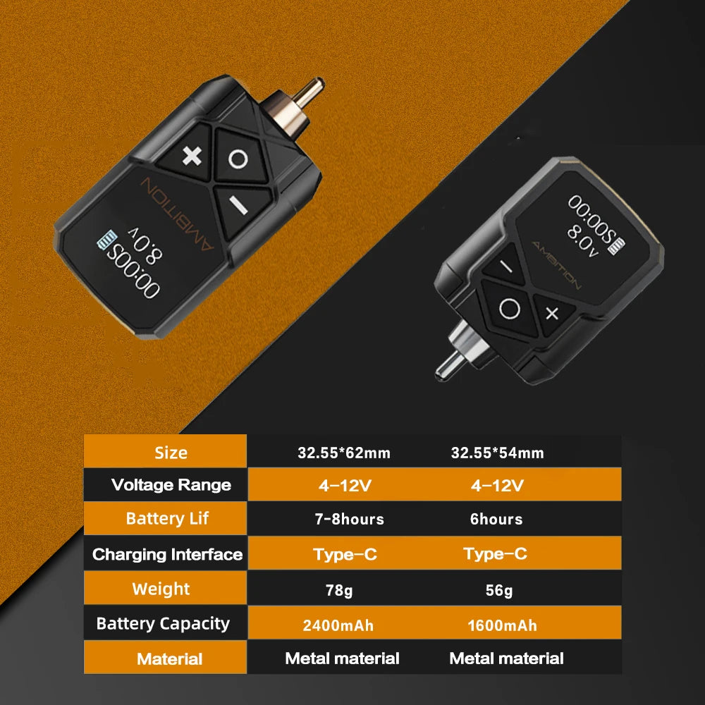 Ambition Stroke 4.0mm Rotary Tattoo Machine with Coreless Motor, 33mm Grip, RCA Interface, Permanent Makeup Pen for Body Art