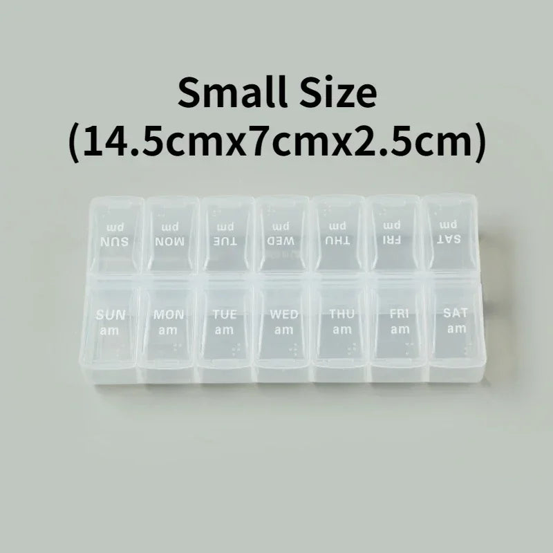 Weekly Travel Pill Organizer Box – 7-Day Portable Medicine & Vitamin Storage with 14 Grid Compartments
