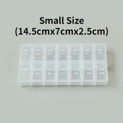 Weekly Travel Pill Organizer Box – 7-Day Portable Medicine & Vitamin Storage with 14 Grid Compartments