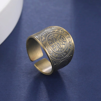 Dawapara 7 Archangels Protection Ring – Metatron Cube, Lilith Symbol, King Solomon Secrets Vintage Amulet Jewelry