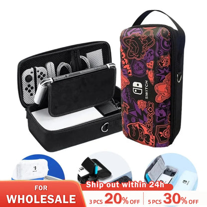 Data Frog Switch OLED/LITE Handheld Storage Bag: Nintendo Switch Portable PU Carrying Case - Protection Travel Bag