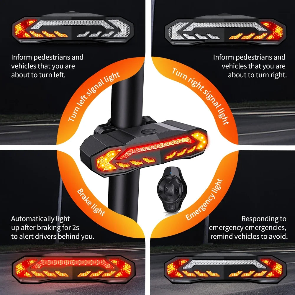 Rockbye Rechargeable Wireless Bike Tail Light with Turn Signals, Anti-Theft Alarm & Bicycle Safety Light