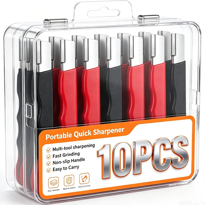 Portable Knife Sharpener - Alloy Steel Manual Knife & Scissor Sharpening Tool