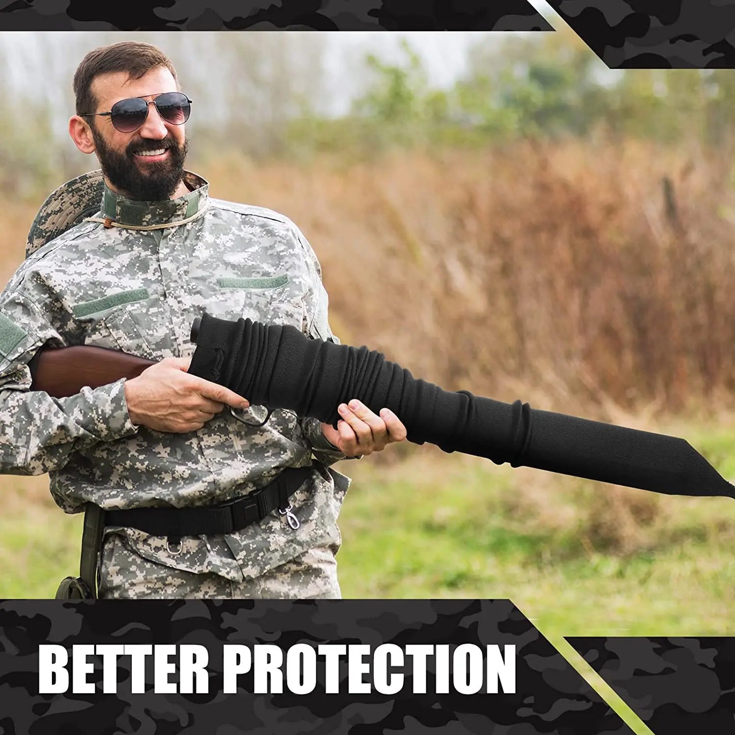 18Pcs Tactical Elastic Storage Socks – 55 Inch Dustproof Knitted Gun Sleeve Organizer Carrying Bag Set for Hunting Accessories