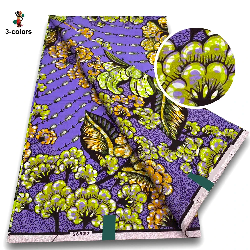 African Golden Wax Fabric - Glitter Gold Print Batik Ankara Pagne Material for Women